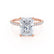LIVELY - Radiant Moissanite & Diamond 18k Rose Gold Petite Hidden Halo Pavé Shoulder Set Ring Engagement Ring Lily Arkwright