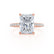 LIVELY - Radiant Moissanite & Diamond 18k Rose Gold Petite Hidden Halo Pavé Shoulder Set Ring Engagement Ring Lily Arkwright