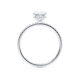 LIVELY - Oval Moissanite & Diamond Platinum Petite Hidden Halo Pavé Shoulder Set Ring Engagement Ring Lily Arkwright