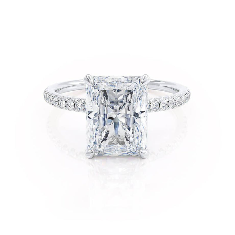 LIVELY - Radiant Lab Diamond Platinum Mico Pavé Hidden Halo Engagement Ring Lily Arkwright