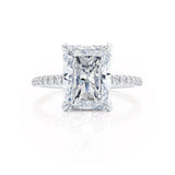LIVELY - Radiant Lab Diamond 18k White Gold Mico Pavé Hidden Halo Engagement Ring Lily Arkwright