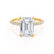 LIVELY - Emerald Moissanite & Diamond 18k Yellow Gold Petite Hidden Halo Pavé Shoulder Set Ring Engagement Ring Lily Arkwright