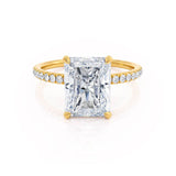 LIVELY - Radiant Lab Diamond 18k Yellow Gold Mico Pavé Hidden Halo Engagement Ring Lily Arkwright