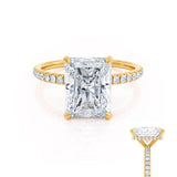 LIVELY - Radiant Lab Diamond 18k Yellow Gold Mico Pavé Hidden Halo Engagement Ring Lily Arkwright