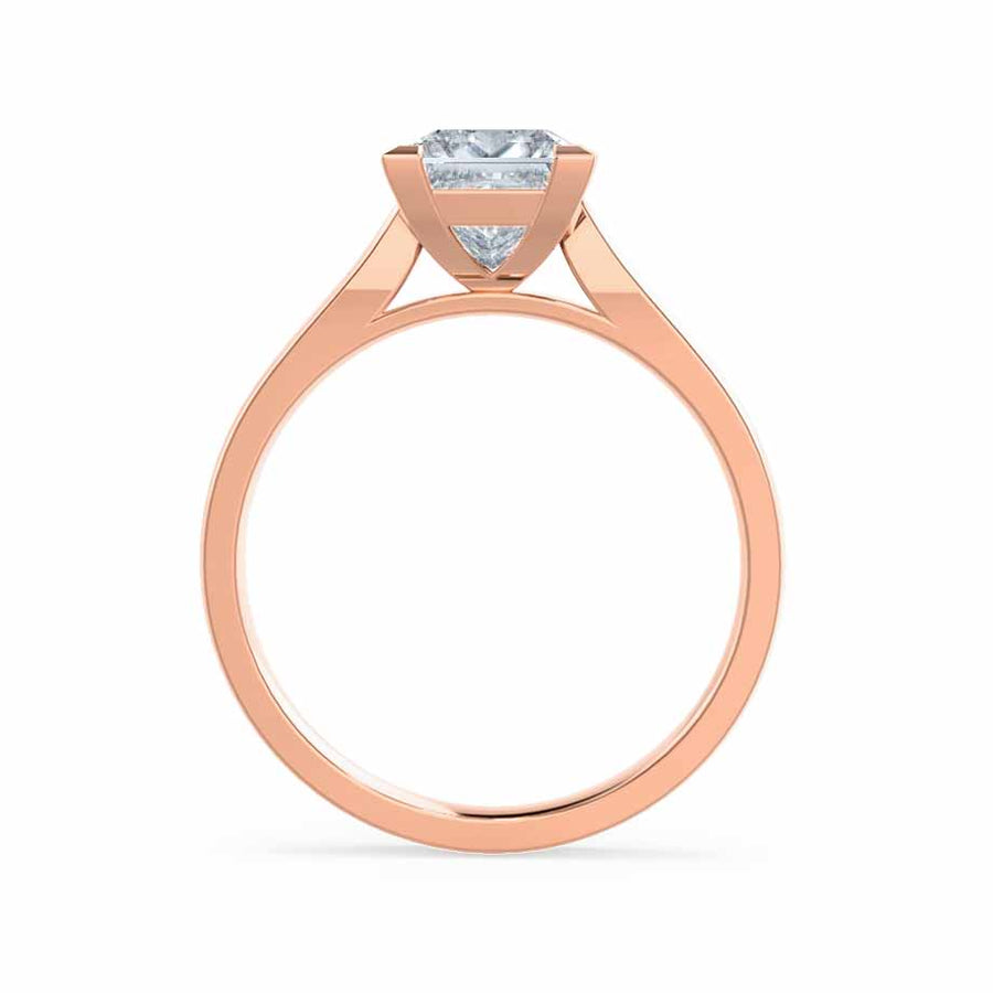 Women's Rose Gold Stainless Steel Ring – 6.85ct Champagne Princess Cut Cubic Zirconia Cocktail Ring