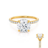 LIVELY - Ex Display 1.04ct Round Moissanite & Diamond 18k Yellow Gold Petite Hidden Halo Pavé Shoulder Set Ring Engagement Ring Lily Arkwright