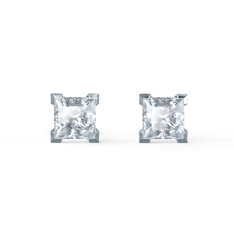TRINITY - Princess Moissanite 950 Platinum Stud Earrings Earrings Lily Arkwright