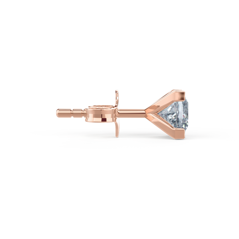 TRINITY - Princess Moissanite 18k Rose Gold Stud Earrings Earrings Lily Arkwright