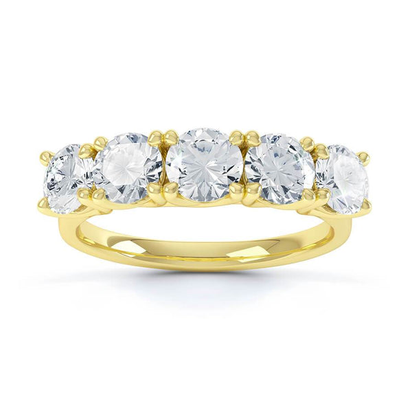 AMABEL - Round Moissanite 18k Yellow Gold Five Stone Ring Engagement Ring Lily Arkwright