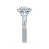 AMELIA - Ex Display Ring 1.00ct Round Moissanite & Diamond 950 Platinum Halo Engagement Ring Lily Arkwright