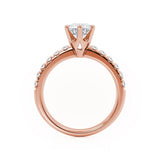 BELLE - Round Moissanite 18k Rose Gold Shoulder Set Ring Engagement Ring Lily Arkwright