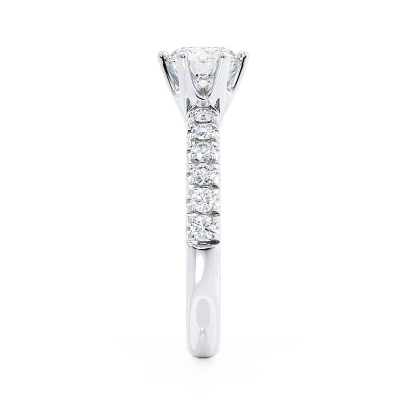 BELLE - Round Lab Diamond Platinum Shoulder Set Ring Engagement Ring Lily Arkwright