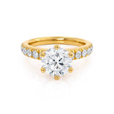BELLE - Round Lab Diamond 18k Yellow Gold Shoulder Set Ring Engagement Ring Lily Arkwright