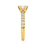 BELLE - Round Natural Diamond 18k Yellow Gold Shoulder Set Ring Engagement Ring Lily Arkwright