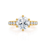 BELLE - Round Moissanite 18k Yellow Gold Shoulder Set Ring Engagement Ring Lily Arkwright