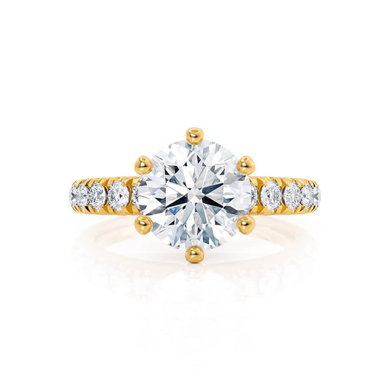 BELLE - Round Natural Diamond 18k Yellow Gold Shoulder Set Ring Engagement Ring Lily Arkwright