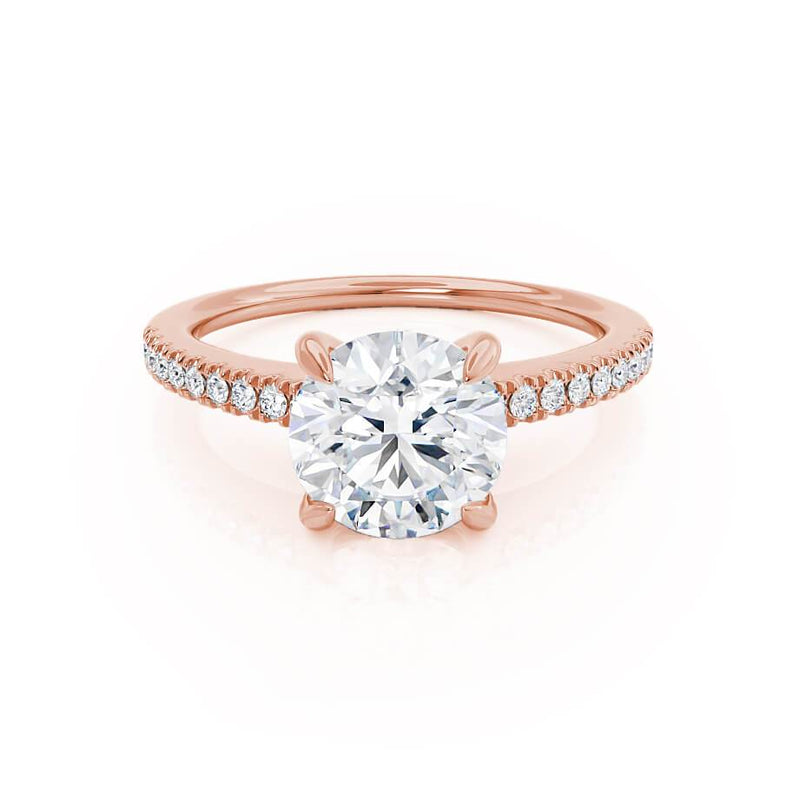 CATALINA - Round Moissanite 18k Rose Gold Shoulder Set Ring Engagement Ring Lily Arkwright