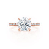 CATALINA - Round Lab Diamond 18k Rose Gold Shoulder Set Ring Engagement Ring Lily Arkwright