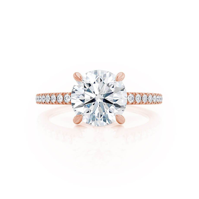 CATALINA - Round Natural Diamond 18k Rose Gold Shoulder Set Ring Engagement Ring Lily Arkwright