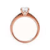 CATALINA - Round Lab Diamond 18k Rose Gold Shoulder Set Ring Engagement Ring Lily Arkwright