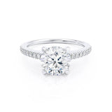 CATALINA - Round Lab Diamond 18k White Gold Shoulder Set Ring Engagement Ring Lily Arkwright