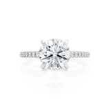 CATALINA - Round Natural Diamond 18k White Gold Shoulder Set Ring Engagement Ring Lily Arkwright