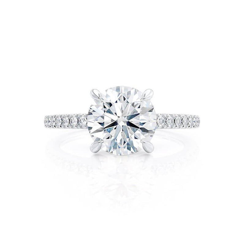 CATALINA - Round Natural Diamond 18k White Gold Shoulder Set Ring Engagement Ring Lily Arkwright