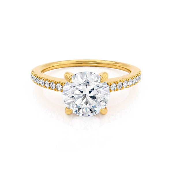 CATALINA - Round Moissanite 18k Yellow Gold Shoulder Set Ring Engagement Ring Lily Arkwright