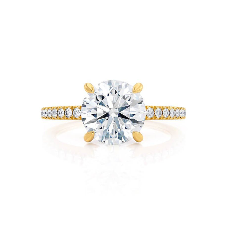 CATALINA - Round Natural Diamond 18k Yellow Gold Shoulder Set Ring Engagement Ring Lily Arkwright