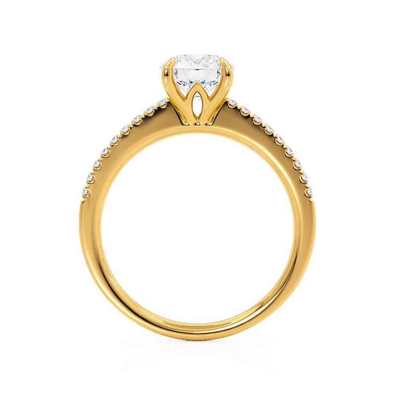 CATALINA - Round Lab Diamond 18k Yellow Gold Shoulder Set Ring Engagement Ring Lily Arkwright