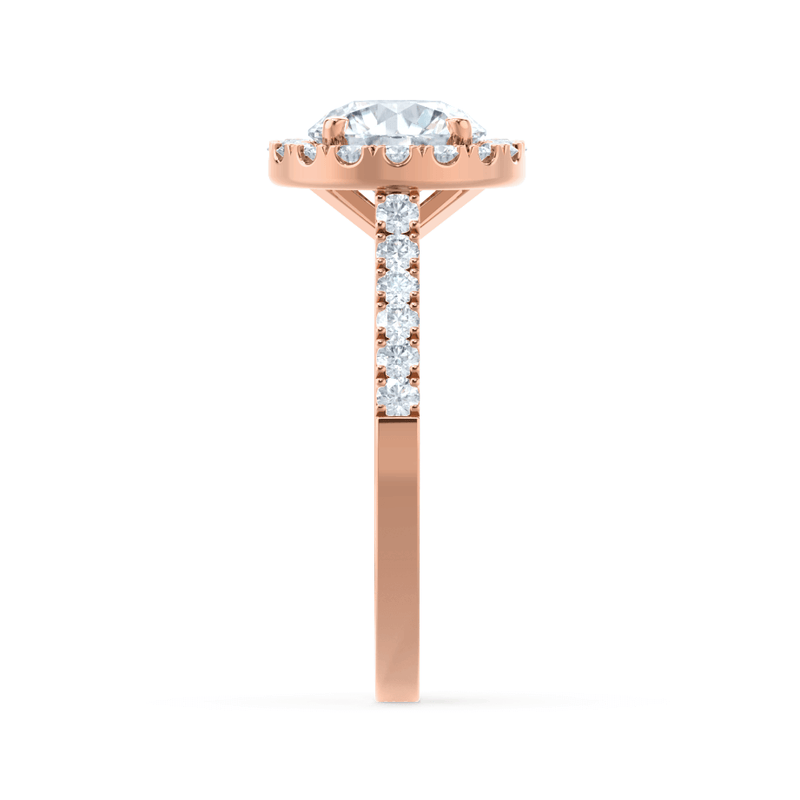 CECILY - Round Natural Diamond 18k Rose Gold Shoulder Set Ring Engagement Ring Lily Arkwright