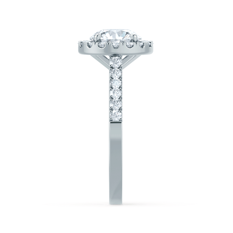 CECILY - Round Moissanite & Diamond Platinum Shoulder Set Ring Engagement Ring Lily Arkwright