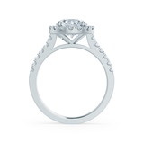 CECILY - Round Moissanite & Diamond 18k White Gold Shoulder Set Ring Engagement Ring Lily Arkwright
