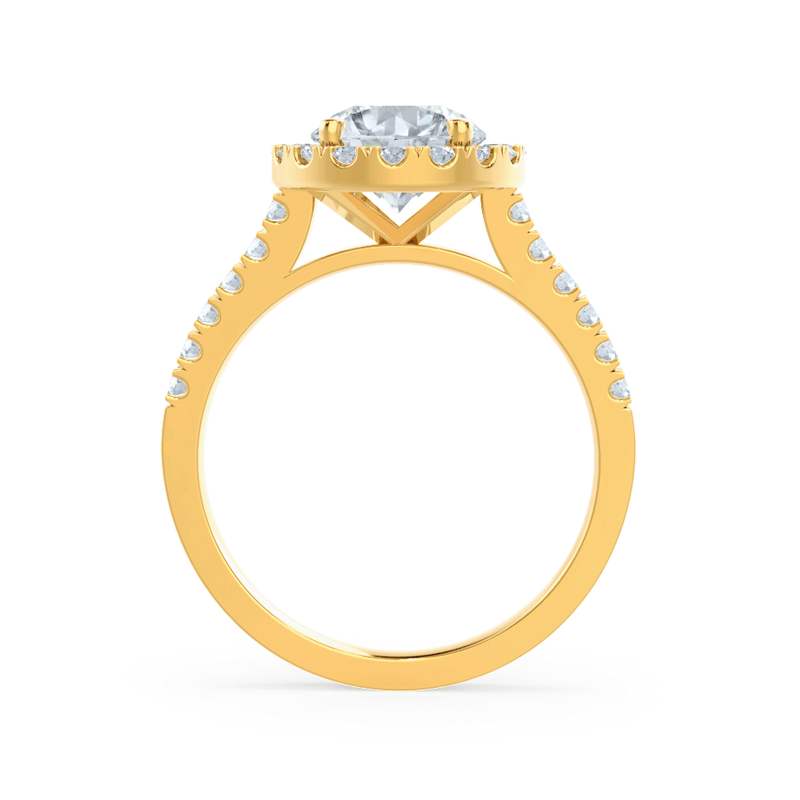 CECILY - Round Natural Diamond 18k Yellow Gold Shoulder Set Ring Engagement Ring Lily Arkwright
