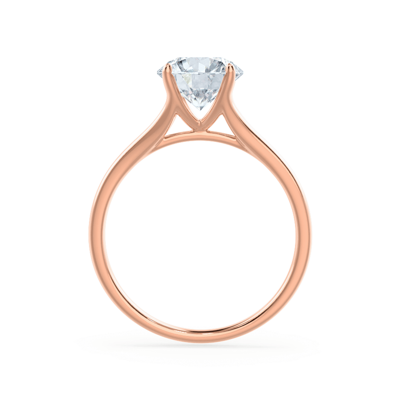 DAHLIA - Round Moissanite 18k Rose Gold Split Shank Solitaire Ring Engagement Ring Lily Arkwright