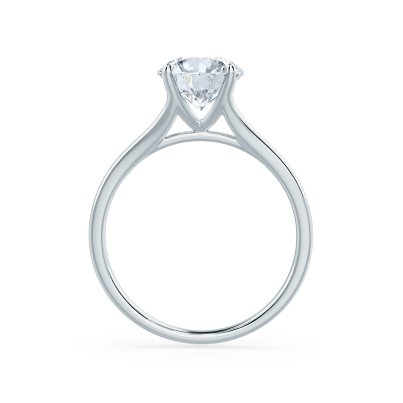 Dahlia Round Moissanite 18k White Gold Split Shank Solitaire Ring