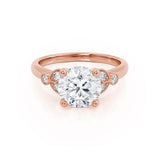DELILAH - Round Lab Diamond 18k Rose Gold Shoulder Set Ring Engagement Ring Lily Arkwright
