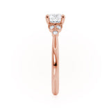 DELILAH - Round Natural Diamond 18k Rose Gold Shoulder Set Ring Engagement Ring Lily Arkwright