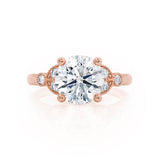 DELILAH - Round Natural Diamond 18k Rose Gold Shoulder Set Ring Engagement Ring Lily Arkwright