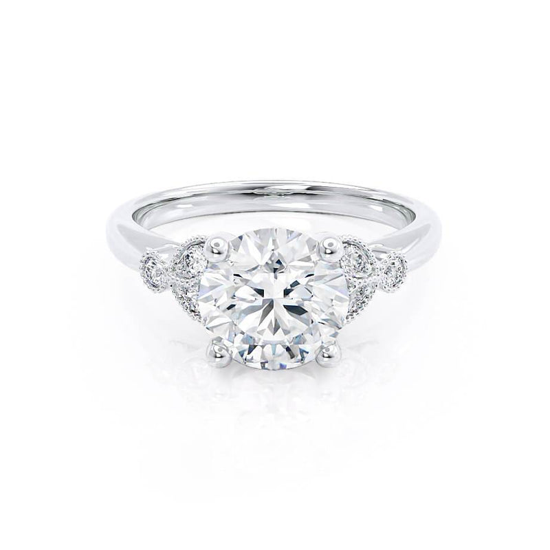 DELILAH - Round Lab Diamond 950 Platinum Shoulder Set Ring Engagement Ring Lily Arkwright
