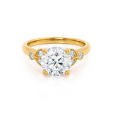 DELILAH - Round Moissanite 18k Yellow Gold Shoulder Set Ring Engagement Ring Lily Arkwright