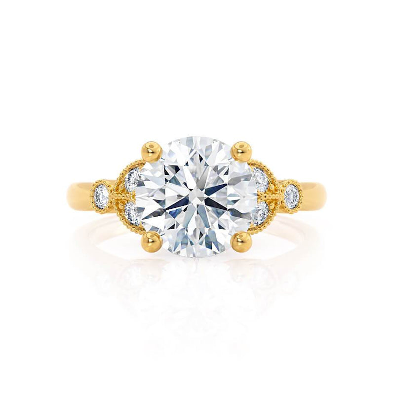DELILAH - Round Lab Diamond 18k Yellow Gold Shoulder Set Ring Engagement Ring Lily Arkwright