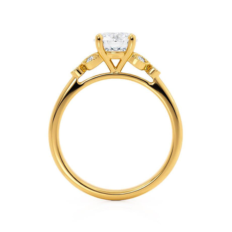 DELILAH - Round Lab Diamond 18k Yellow Gold Shoulder Set Ring Engagement Ring Lily Arkwright