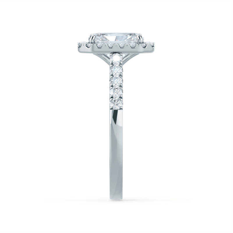 ESME - Radiant Lab Diamond & Diamond Platinum Halo Engagement Ring Lily Arkwright