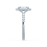 ESME - Emerald Lab Diamond & Diamond Platinum Halo Engagement Ring Lily Arkwright