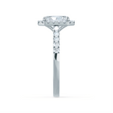 ESME - Radiant Moissanite & Diamond 18k White Gold Halo Rings Engagement Ring Lily Arkwright