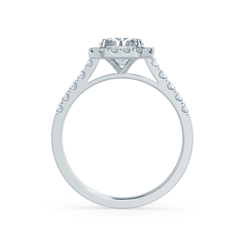 ESME - Radiant Moissanite & Diamond 950 Platinum Halo Ring Rings Engagement Ring Lily Arkwright