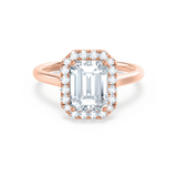 EVALINA - Emerald Moissanite & Diamond 18k Rose Halo Ring Lily Arkwright