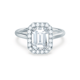 EVALINA - Emerald Moissanite & Diamond 950 Platinum Halo Ring Engagement Ring Lily Arkwright