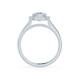EVALINA - Emerald Moissanite & Diamond 950 Platinum Halo Ring Engagement Ring Lily Arkwright